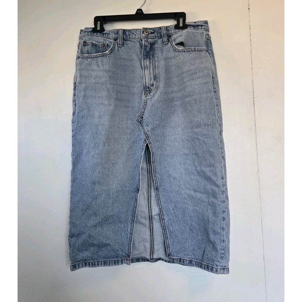 Abercrombie & Fitch Light Blue Denim Midi Skirt